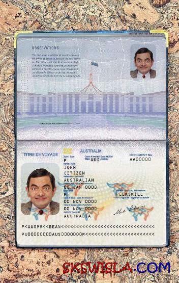 Australijski paszport (konwencyjny dokument podróży) darmowy wygląd zdjęcia pliki PSD, skan i fotografowany obraz